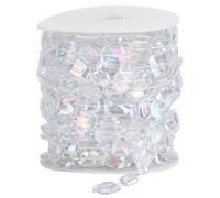 Rectangle Iridescent Bead Garland, High Glossiness 10m String for Wedding Festival Wrapping, Ideal for Christmas, Valentines, DIY Crafts Acrylic Beads, Iridescent