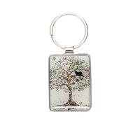 Rectangle key ring Kiub Bug Art Chat Arbre de Vie Blanc TU