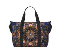 Rectangle Mandala Art Print Travel Duffel Bag, Lightweight Water-Resistant Weekender Spacious Gym & Travel Bag for Men, Women & Teens