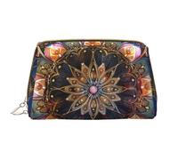 Rectangle Mandala Art Printed Makeup Bag for Women Portable Leather Make up Bag Travel Zipper Cosmetic Bags Organizer