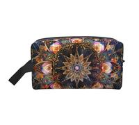 Rectangle Mandala Art Printed Makeup Bag Travel Portable Cosmetic Bag Large Capacity Makeup Case Toiletry Handbag Organiser for Women