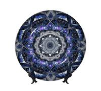 Rectangle Mandala Ceramic Decorative Plates Bone China Decorative Plate With Display Stand Handmade Ceramic Ornament Personality Porcelain Dinner Plate Crafts For Home Office Wall Decoration 20cm