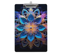Rectangle Mandala Clipboard, A4 Acrylic Clipboard with Hanging Hole, Ultra-Light Clip Board - Holds 100 Sheets, Shatterproof Document Holder for Office, 12.5" X 8.5"