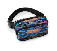 Rectangle Mandala Fanny Pack Belt Bag with Adjustable Strap Fashion Waist Bag for Outdoor Sports Hiking, white, 20x13cm, Full Printed Waist Bag