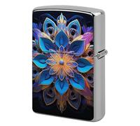 Rectangle Mandala Lighter Case Metal Protective Cover with Double-Sided Art Design, Cool Lighters Pouch Shockproof Lighter Cover for Men Women Gifts, Lighters Not Included