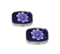 Rectangle Mandala Pill Box 2 Compartment Medicine Pill Case,Travel Pill Organizer, Small Metal Pill Case Portable Pill Box, Perfects Gift for Anyone in Need