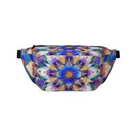 Rectangle Mandala Print Bumbag Large Fanny Pack, Crossbody Waist Bag with Adjustable Strap Chest Bag for Hiking Travel Fitness and Daily Carry