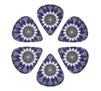 Rectangle Mandala print Printed Guitar Picks 6-Pack with Holder - 0.96mm Funny Guitar Picks for Acoustic Guitar, Electric Guitar, Bass Guitar