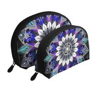 Rectangle Mandala Print Printed Makeup Bags 2-Piece Portable Shell Travel Toiletry Bag Cosmetic Organizer Bag for Women
