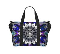 Rectangle Mandala Print Printed Travel Bag Duffle Bag for Men Women, Large Water Resistant Gym Bag Weekend Holdall Bag with Shoulder Strap