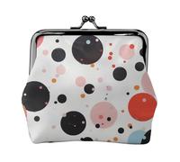 Rectangle Mandala print Prints Coin Purses with Kiss-lock, PU Leather Mini Pouch Change Wallet for Men Women, Polka Dot, One Size