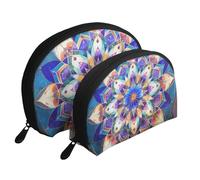 Rectangle Mandala Print Small Purses 2Pcs Portable Coin Purse Makeup Bag Soft Vacation Pouch Change Holder Wallet with Zipper Portable for Shopping Travel Party Cosmetic Bag