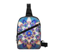 Rectangle Mandala Printed Chest Bag Shoulder Sling Bag for Men Women, Foldable Outdoor Crossbody Chest Packs Sport Daypacks