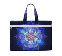 Rectangle Mandala Printed Document Bag Teacher Canvas File Tote Bag Pouch for Work, Casual Handbag for Office School Travel Beach