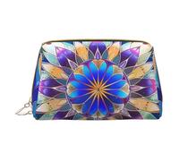 Rectangle Mandala Printed Small Makeup Bag Portable Leather Make up Bag Travel Zipper Cosmetic Bags Organizer for Women