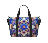 Rectangle Mandala Printed Travel Bag Duffle Bag for Men Women, Large Water Resistant Gym Bag Weekend Holdall Bag with Shoulder Strap
