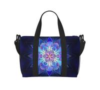 Rectangle Mandala Printed Travel Tote Bag, Large Capacity Gym Bag, Lightweight Weekend Travel Shoulder Bag, Unisex