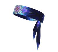 Rectangle Mandala Sports Head Tie Adjustable Stylish Breathable Running Workout Gym Cycling Tennis Basketball