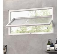 Rectangle Metal Window with 360° Rotatable Handles, Tempered Glass for Enhanced Airflow in Garages and Bathrooms