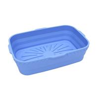 Rectangle Microwavable Air Fryer Silicone Pot Baking Basket Oven Non Stick Reusable Liners - Blue