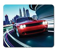 Rectangle Mouse Mat - American Muscle Car Red City Lights 23.5 x 19.6 cm (9.3 x 7.7 inches) for Computer & Laptop, Office, Non-slip Base #44086