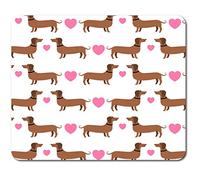 Rectangle Mouse Mat - Brown Dachshund Love Hearts 23.5 x 19.6 cm (9.3 x 7.7 inches) for Computer & Laptop, Office, Non-slip Base #44468
