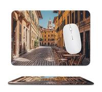 Rectangle Mouse Pads Old Courtyard Cafe Chair City, Rome, Italy Mouse Pad for Computers Laptop Desk Washable Mousepad Non-Slip Mouse Mat with Rubber Base Laptop Mousepads Overlock 11.8"x9.8"