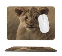 Rectangle Mouse Pads The Waiting Lion Cub Mouse Pad for Computers Laptop Desk Washable Mousepad Non-Slip Mouse Mat with Rubber Base Laptop Mousepads Overlock 11.8"x9.8"