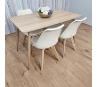 Rectangle Oak Effect Dining Table With 4 Cream Tulip Chairs Table Set