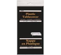 Unique Plastic Tablecloth - Solid Black Rectangular 137 x 274 cm - Elegant & Durable - 1 Count