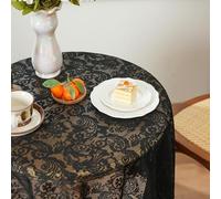 Rectangle/Oblong Tablecloths Black French Luxurious Lace Hollow out Rectangle Tablecloth for Dining Table Or Coffee Table Decorative Cover Cloth Christmas And New Year Decoration(140x140cm)