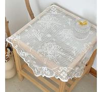Rectangle/Oblong Tablecloths Embroidered Lace Tablecloth - Solid Color Elegant Flower Cut Process Polyester Square Tablecloth, Polyester Christmas And New Year Decoration(White,90x160cm)