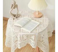 Rectangle/Oblong Tablecloths Embroidered Lace Tablecloth - Solid Color Elegant Flower Cut Process Polyester Square Tablecloth, Polyester Christmas And New Year Decoration(Beige,90x160cm)