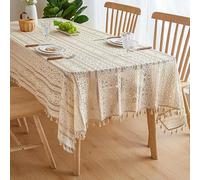 Rectangle/Oblong Tablecloths Idyllic Hand Crocheted Tablecloth Cotton Woven Hollowed Out Tablecloth Background Cloth for Shooting Props Grid Christmas And New Year Decoration(B,180x180cm)