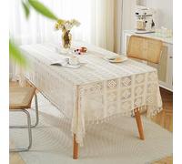 Rectangle/Oblong Tablecloths Idyllic Hand Crocheted Tablecloth Cotton Woven Hollowed Out Tablecloth Background Cloth for Shooting Props Grid Christmas And New Year Decoration(D,140x180cm)