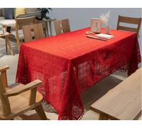 Rectangle/Oblong Tablecloths Idyllic Hand Crocheted Tablecloth Cotton Woven Hollowed Out Tablecloth Background Cloth for Shooting Props Grid Christmas And New Year Decoration(Veemi G,140x180cm)