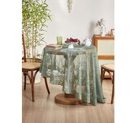 Rectangle/Oblong Tablecloths Lace Table Cloth Retro Mesh Tablecloth Green Round Mirror Flower Lace Tablecloth, Living Room Dining Table Decoration Christmas And New Year Decoration(90x90cm round)