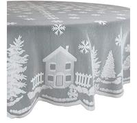 Rectangle/Oblong Tablecloths White Round Table Cloth,Christmas Snowflake Reindeer Lace Tablecloth for Christmas Birthday Parties Lace Large Tablecloth Christmas And New Year Decoration