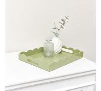 Rectangle Olive Green Scalloped Tray