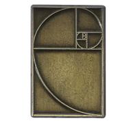 Rectangle Pin with Golden Ratio Spiral Design, Metal Brooch | Vintage Medieval Artistic Style, Commemorative Accessory for Teachers and Artists, Special Occasions