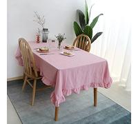 Rectangle Pink Table Cloth for Holidays - Tropical Cotton Kitchen Table Cover 140x180cm Outdoor Table Decoration Pure Color USA Style Perfect for Dining & Events
