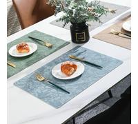 Rectangle Placemats Set of 2, Light Grey Round with Flower Pattern Heat Resistant Table Mats for Kitchen Dining Table Home Restaurant, 30x43cm