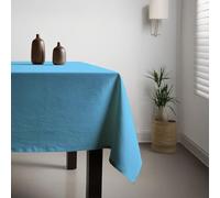 Rectangle Plain Tablecloth Soft Table Cover 100% Cotton Reusable Table Protector for Kitchen Tabletop Decoration Parties Weddings Dining Machine Washable Fabric (Sky Blue, 134cm x 250cm)