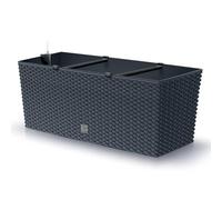 Rectangle Plant Pot Flower Box Plastic Rattan Look Rato Self Watering Garden Patio Weather resistant Lightweight Modern (Anthracite, 72L)