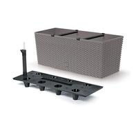 Rectangle Plant Pot Flower Box Plastic Rattan Look Rato Self Watering Garden Patio Weather resistant Lightweight Modern (Mocca, 17L)