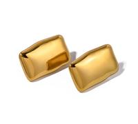 Rectangle Plate Chunky Big Drop Stud Earrings for Women Girls Stainless Steel Silver 14K Gold Plated Vintage Large Geometric Square Huggie Studs Earring Fashion Trendy Jewelry Gifts 30mm (Gold)