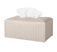 Rectangle PU Leather Facial Tissue Box Organizer for Bathroom Vanity Countertop Table Car Office Griege