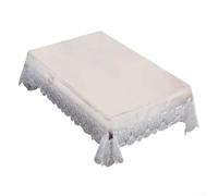 Rectangle PVC Tablecloth with Clear Waterproof Vinyl and Lace Border, Table Cover Protector for Indoor Dining and Outdoor Gatherings (white B)