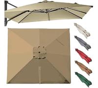 Rectangle Replacement Cloth 3x3.0m 3x4m Offset Parasol, 8 Ribs Awning for, Outdoor Umbrella Cover(Khaki,4x3.0m/13x9.8ft)