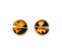 Rectangle/Round Leopard Print Stud Earrings for Women Gold Plated Vintage Geometric Resin Leopard Statement Studs Simple Unique Trendy Jewelry for Her Bff, M, Metal, No Gemstone